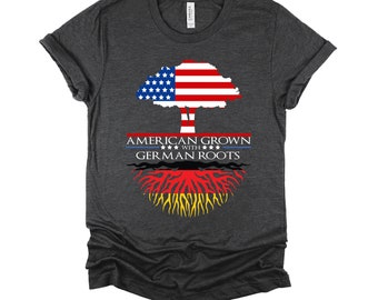 German Roots Shirt, American Grown Tshirt, German Born Germany Flag, Patriotic Unisex T-Shirt XS-4X