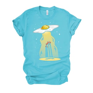 Funny Breakfast Shirt / Food Pun Shirts / UFO Abduction T Shirt / Foodie Gifts Unisex T-Shirt S-4X Turquoise