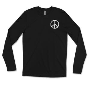 White Peace Long Sleeve / Pocket Peace Sign Shirt / Peace Symbol / Long Sleeve T / Boho Fashion /  Hippie Outfit / Bohemian Clothing