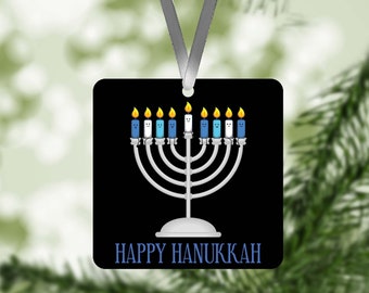Menorah Candle Ornament / Happy Hanukkah Ornament / Jewish Ornament / Holiday Ornament / Hanging Decoration / Chanukah Decor