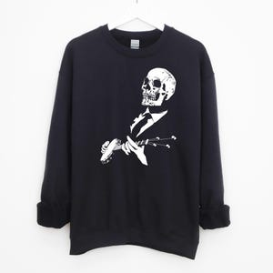 Skeleton Banjo Player Sweatshirt / Skull and Bones Pullover / Musical Instrument Sweater / Bluegrass Music Long Sleeve / Banjo Music