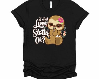 Kids Baby SLoth Tshirt, Lazy Sloths Shirt, Kid Zoo Animal T Shirt, Cute Mammals Youth Short Sleeve T-Shirt S-XL