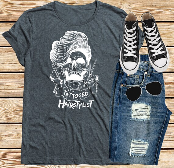 Tattooed Hair Stylist Skull Barber Hairdresser Tattoo Etsy