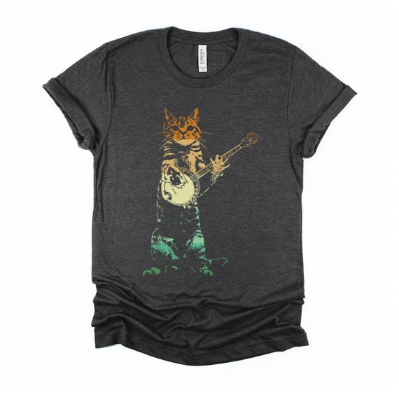 Funny Cat T-Shirt Cat Playing Banjo- Banjo Cat Tee Shirt Funny Cat T-Shirt Cat Playing Banjo- Banjo Cat Tee Shirt