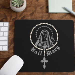 Rosary Art Mousepad / Jesus Believer Desk Mat / Hail Mary Mouse Pad / Mousepads with Art / Mouse Pad / Mousepad Office Decor