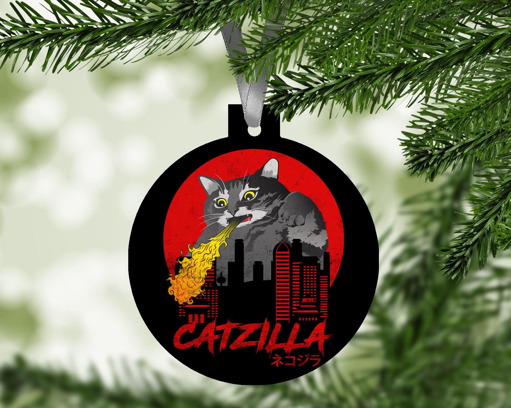 Catzilla Ornament / Christmas Decor / Christmas Gift / Christmas