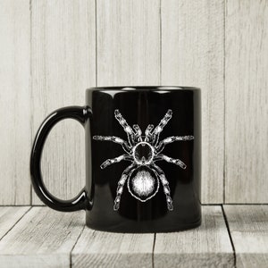 Tarantula Spider Mug / Scary Spiders Halloween Coffee Mug / 11oz or 15oz Ceramic Black Mug