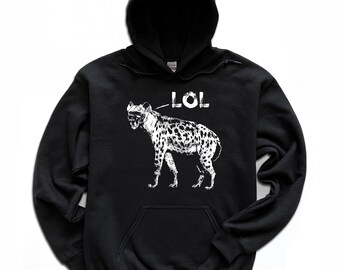 Laughing Hyena Hoodie / Hyena Animal Pullover / Hooded Sweatshirt / Wild Animal / Animal Print / Spotted Hyena / Crewneck Hoodie