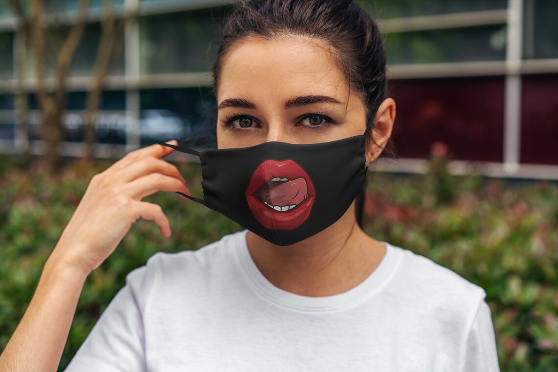 Red Lips Kiss Face Mask Adult & Kids Mask Sexy Lips Graphic - Etsy