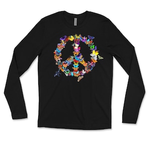 Butterfly Peace Long Sleeve / Peace Sign / Long Sleeve Shirt / Peace Symbol / Butterfly Art / Boho Fashion / Hippie Outfit