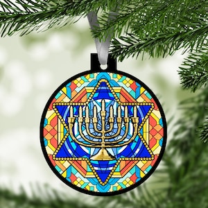 Star of David Ornament / Hanukkah Decor / Menorah Candle / Jewish Ornament / Hanging Decoration / Christmas Ornament