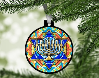Star of David Ornament / Hanukkah Decor / Menorah Candle / Jewish Ornament / Hanging Decoration / Christmas Ornament