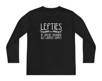 Kids Lefties Left Handed Humor Tshirt , Youth Funny Lefty Left Handers T-Shirt / Youth Long Sleeve Competitor Tee