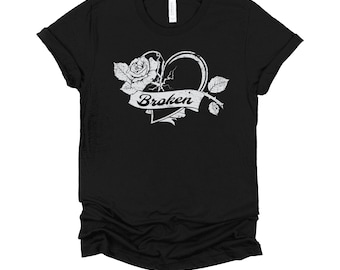 Broken Heart Shirt | Emo Love Heartbreak Tee | Sad Aesthetic Breakup Gift | Anti Valentine T-Shirt XS-4X