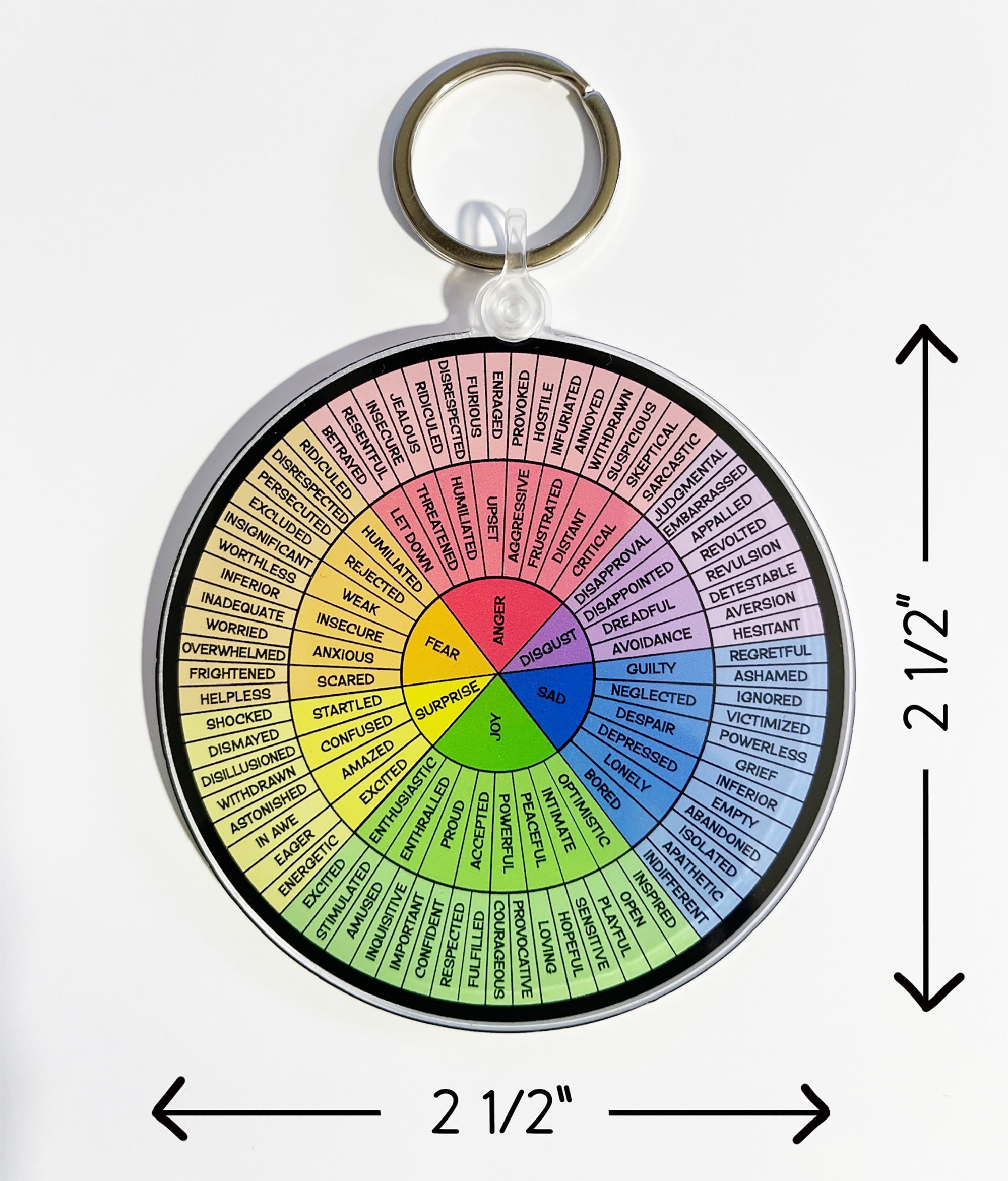 Feelings Wheel Keychain 2 1/2" or 3 1/2" / Acrylic Emotions Wheel Key ...