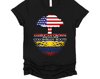 Colombian American Shirt | Colombian Roots American Grown Tee | Colombia USA Pride Gift | Latin Heritage T-Shirt XS-4X
