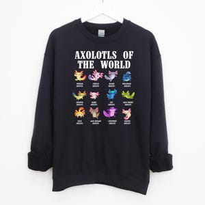 Cute Axolotl Types Sweatshirt / Axolotl Salamander / Sweater for Men / Axolotl Art / Womens Sweatshirt / Crewneck Sweatshirt / Axolotl Gift