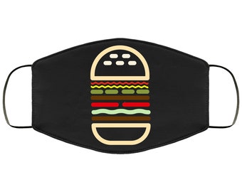Burger Face Mask Adult & Kids Mask Hamburger Food Lover Face Masks Neon Lights Anti Microbial Ultra Breathable
