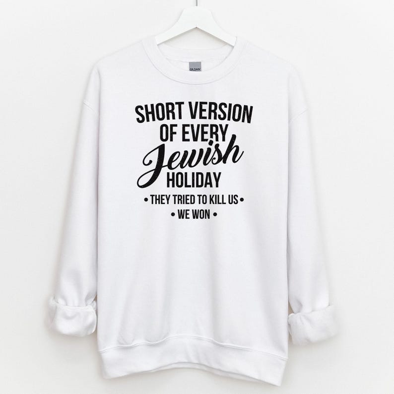 Funny Jewish Sweatshirt, Passover Holiday Generalization Christmas Sweater Hanukkah Gifts Holiday Sweatshirts Pullover Long Sleeve Unisex White