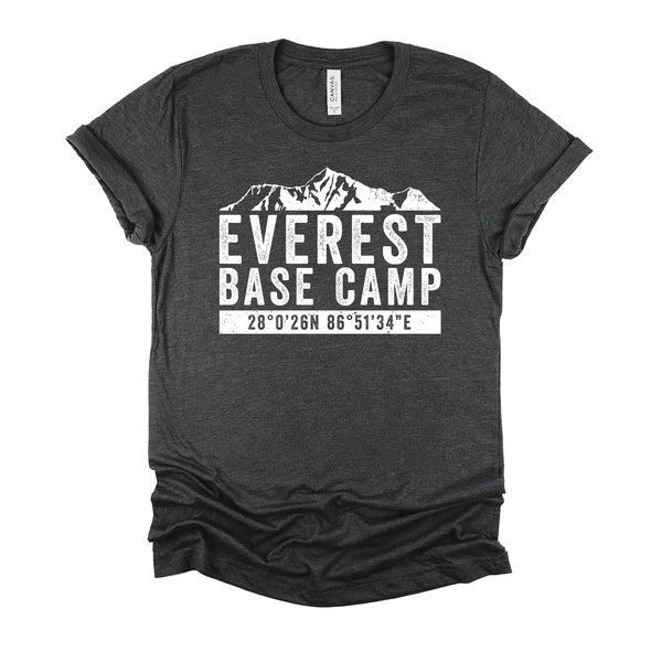 Everest Base Camp Tshirt, Coordinates Tshirt, Mt Everest Tee, Mountain Climbers Unisex T-Shirt XS-4XL