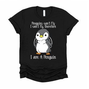 Penguin Kids Shirt, Penguins Can&#39;t Fly Tshirt, Kid Zoo T Shirt, Ocean Animal Youth Short Sleeve T-Shirt S-XL