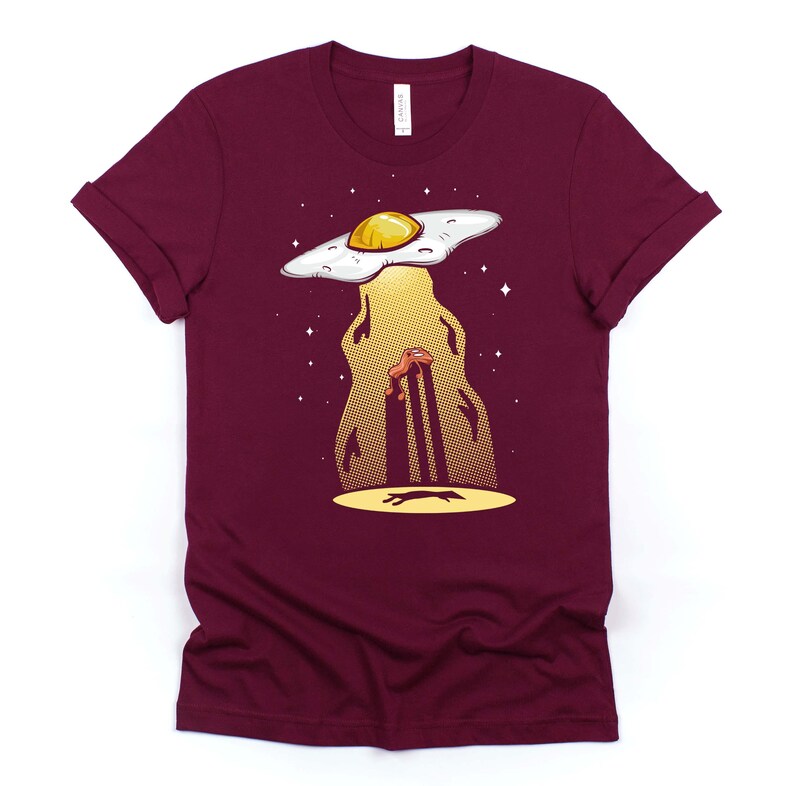 Funny Breakfast Shirt / Food Pun Shirts / UFO Abduction T Shirt / Foodie Gifts Unisex T-Shirt S-4X Maroon
