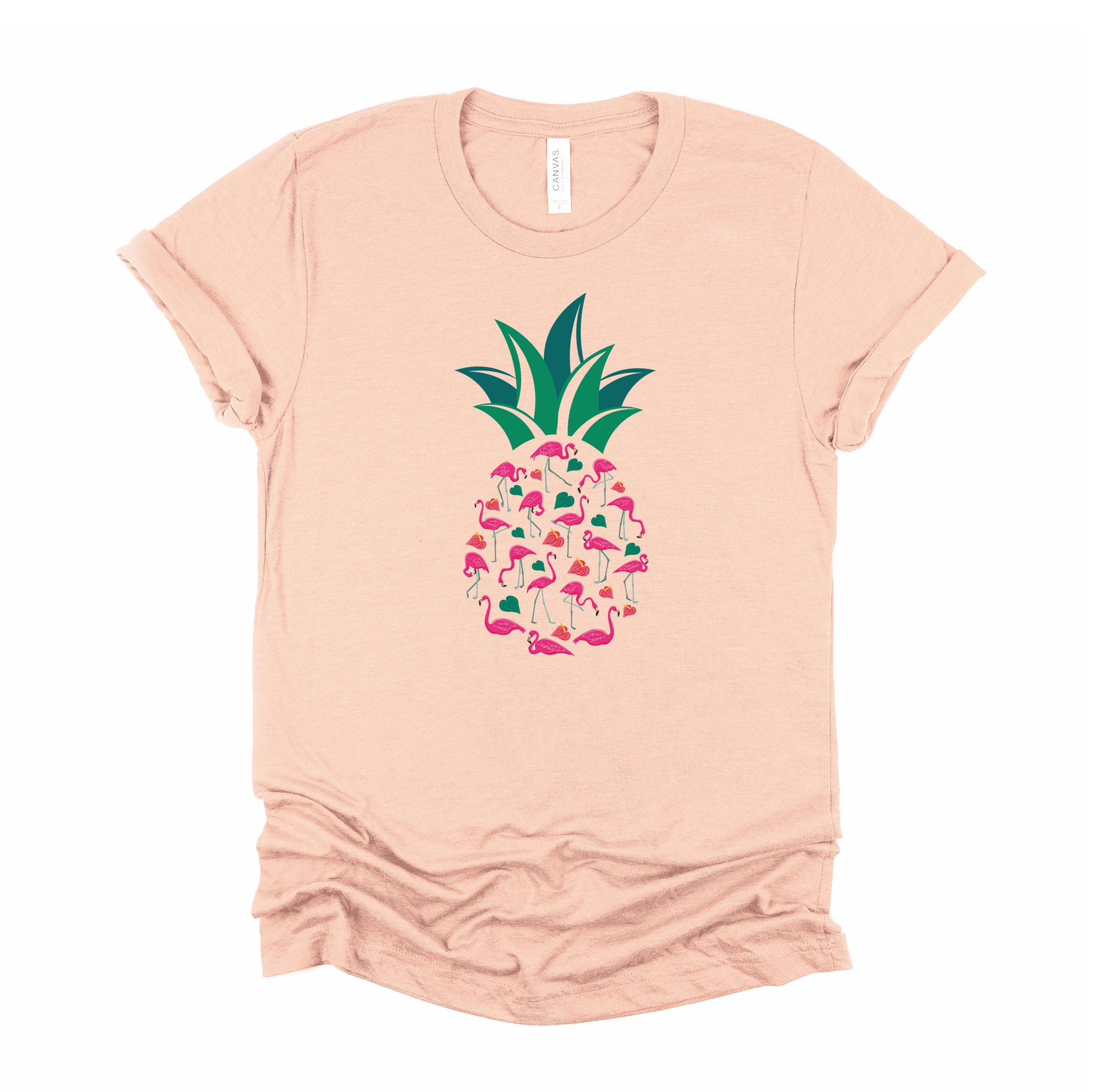 Pineapple Pink Flamingo Animal Print Tshirt, Vacay Mode Cute Summer ...