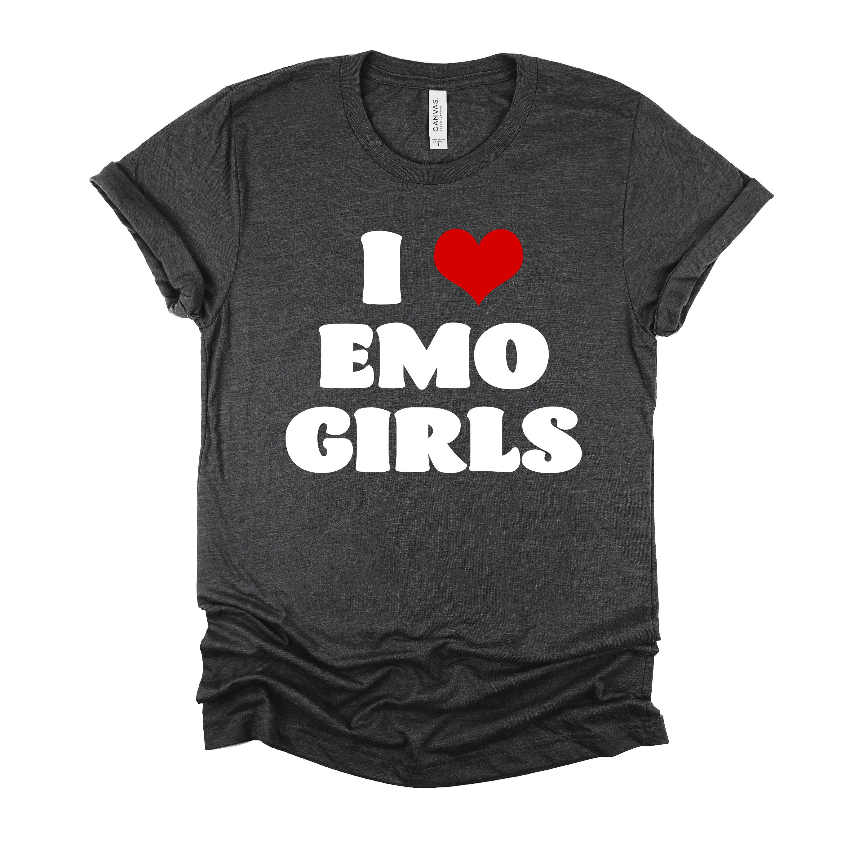 I Love Emo Boys Tee Emo Tee 2000s Heart Slogan Y2K 