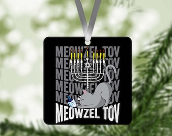 Meowzel Tov Ornament / Happy Hanukkah Ornament / Jewish Ornament / Holiday Ornament / Hanging Decoration / Chanukah Decor
