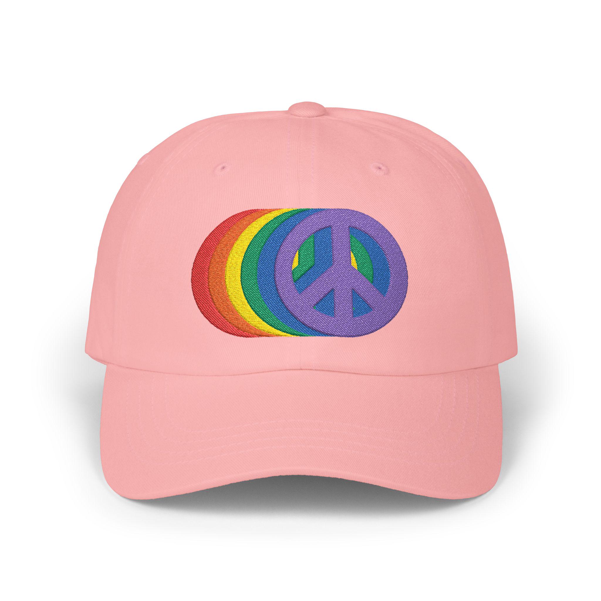 Peace Sign Caps Rainbow Peace Signs LGBTQ Hippie Retro Baseball Hat Classic Dad Cap ...