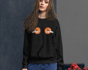 Halloween Pumpkin Sweatshirt / Funny Pumpkin Boobie Sweater / Spooky Cute Humor Pullover Gift for Fall / Unisex Sweatshirt S-5X