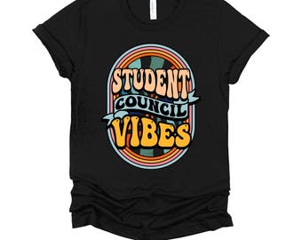 Student Council Shirt | Groovy Student Council Vibes Tee | Retro School Leadership Gift T-Shirt XS-4X