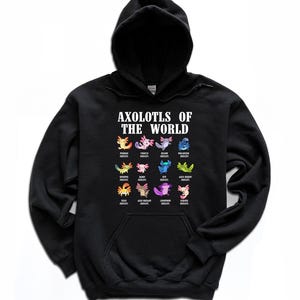 Cute Axolotl Types Hoodie / Axolotl Salamander / Womens Pullover / Axolotl Art / Hoodies for Men / Walking Fish Axolotl / Axolotl Gift