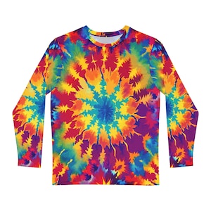 Geode Tie Dye Shirt / Psychedelic Apparel / Rainbow Tie Dye / Festival Shirt / 1970s Clothing / Hippie / All Over Print Long Sleeve XS-4X