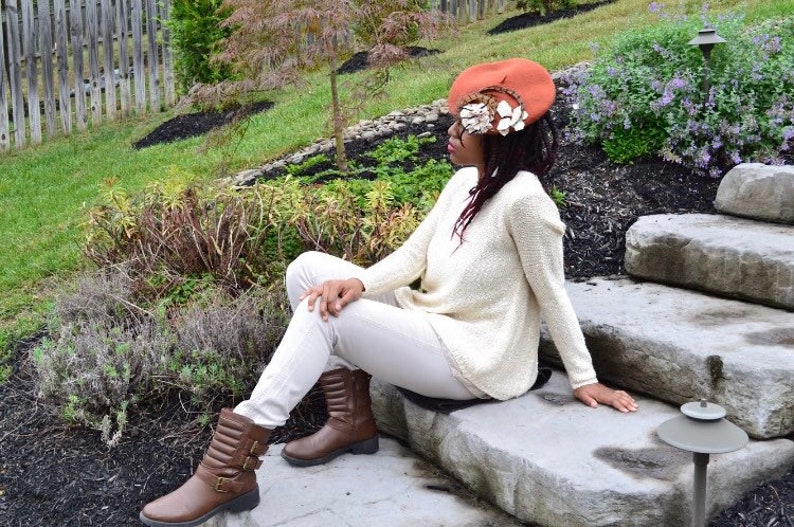 Orange Beret Fall Beret Wool Beret FallWinter Hat, Beret Women/'s Wool Beret Hat Fancy Beret Stylish Women/'s Hat Fancy Beret