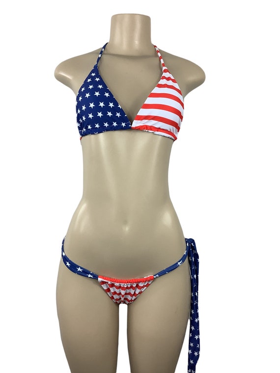 plak boeket Voorbeeld Amerikaanse vlag patriottische bikini set Amerikaanse badpak - Etsy België