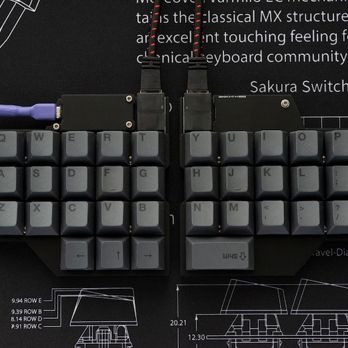 Reviung34 V2 Split keyboard PCB and FR4 case or Kit USB-C, OLED compatible!