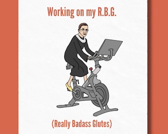 Carte de voeux de jeu de mots de gymnase de RBG | Cadeau avocat drôle