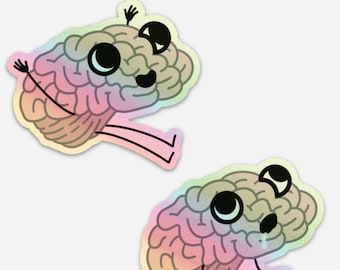 Autocollants holographiques drôles de cerveau | Personnage introverti du procureur