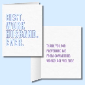 Meilleur mari de travail jamais | Prévenir la violence au travail | Collègue humoristique Merci ou carte de Saint-Valentin pour collègue | Carte BFF de travail