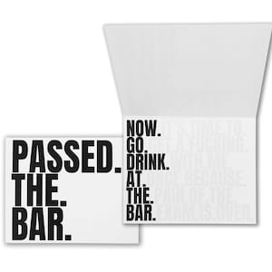 Passed the Bar Exam Card | New Attorney Congratulations Card | Now. Go. Drink. At. The. Bar.