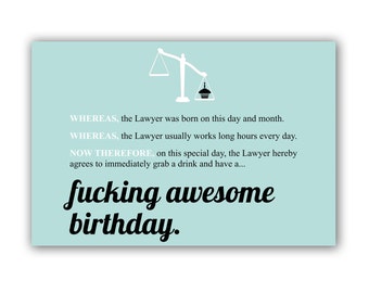 Carte d'anniversaire drôle d'avocat | Message d'accueil contractuel