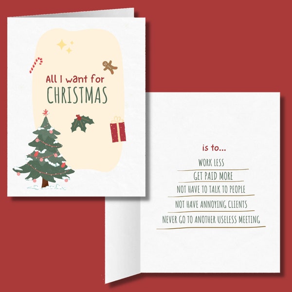 All I Want for Christmas Card | Funny Holiday Greeting Cards for Coworkers | Best Sarcastic Christmas Gifts for Lawyers and Attorneys