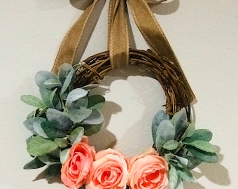 Corral Cabbage Rose Wreath, Spring Wreath, Farmhouse Wreath, Farm style Decor, Rustic Wreath, Mother’s Day Wreath, Wall decor, Summer Wreat