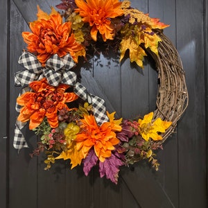 Fall Wreath For Front Door- Autumn Wreath- Wreaths For Fall- Fall Farmhouse Wreath- Fall Country Wreath- Fall Peony