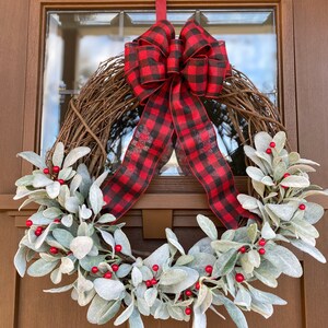 Christmas Wreath, Holiday Wreath, Farmhouse Wreath, Winter wreath, Buffalo check wreath, Farmhouse Christmas Wreath, Christmas decor