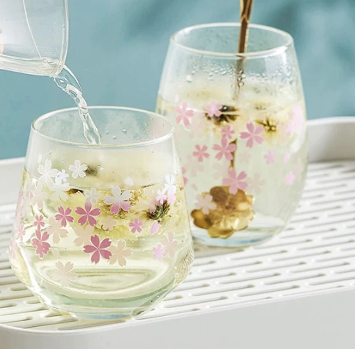 Magic Sakura Color Changing Glass Cup Etsy