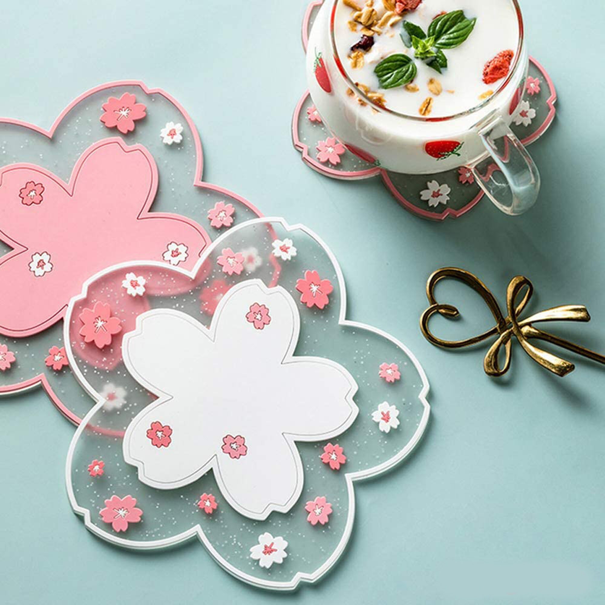 Sakura Cherry Blossom Coaster Pink White Kawaii | Etsy