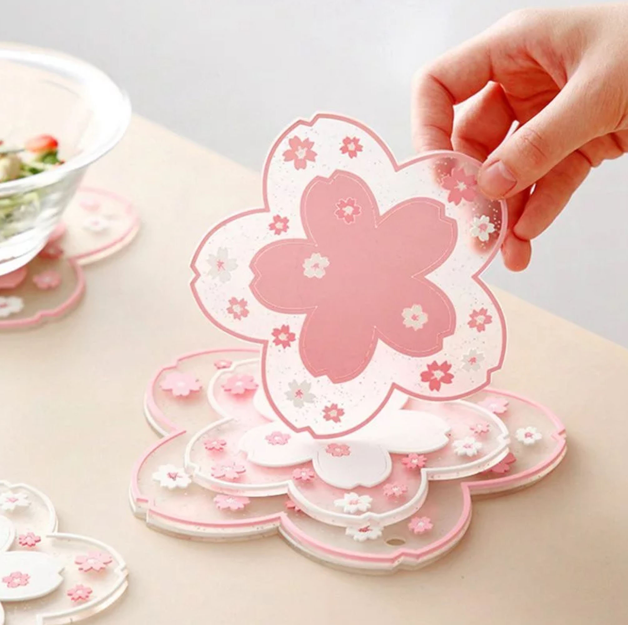 Sakura Cherry Blossom Coaster Pink White Kawaii Etsy