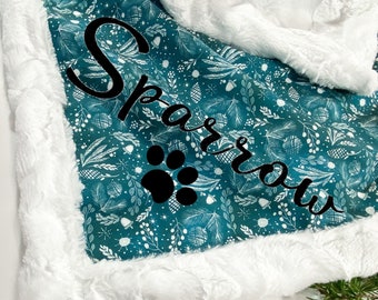 Christmas dog blanket personalized retro nostalgic cotton and minky custom name puppy snuggle blanket gift idea for pet owners
